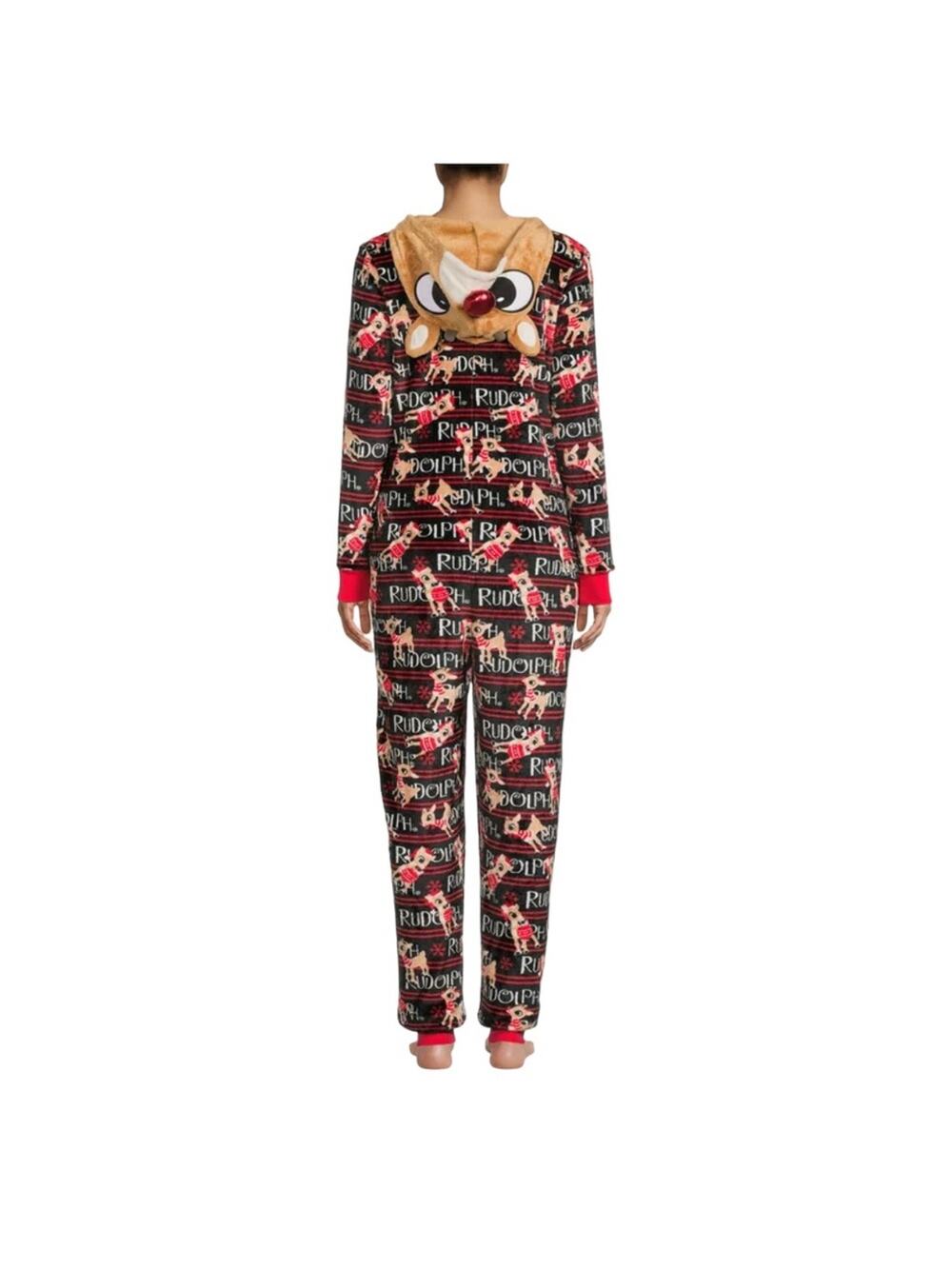 RUDOLPH Zip Front Hooded Loungewear Pajamas with Pockets Women’s Size Small